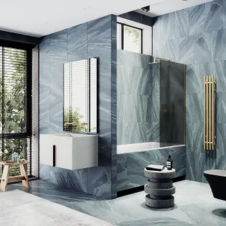 Шторка на ванну MaybahGlass MGV-85-3ш 50см золото